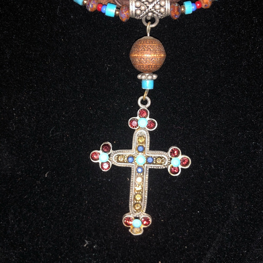 Crystal Gemstone Cross necklace